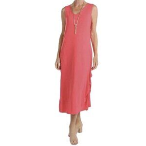 Mr Max Coral Pink Sleeveless Maxi Dress Convertible Hemline Size Small